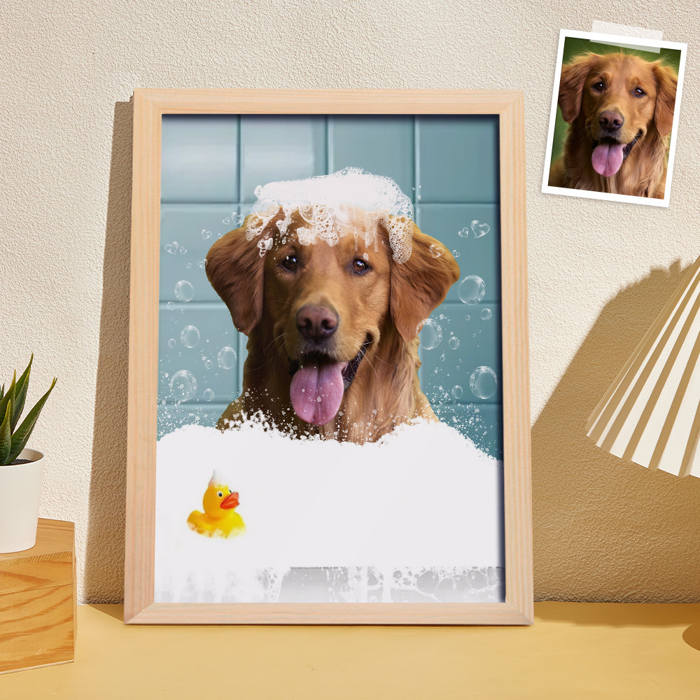 Custom Pet Portrait From Photo, Guestroom Wall Art, Funny Bathroom Art