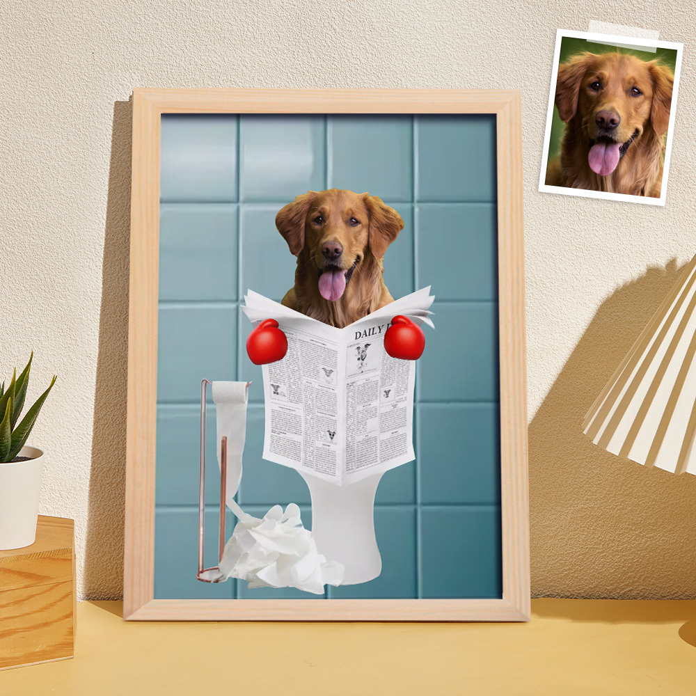 Custom Pet Portrait From Photo, Guestroom Wall Art, Funny Bathroom Art