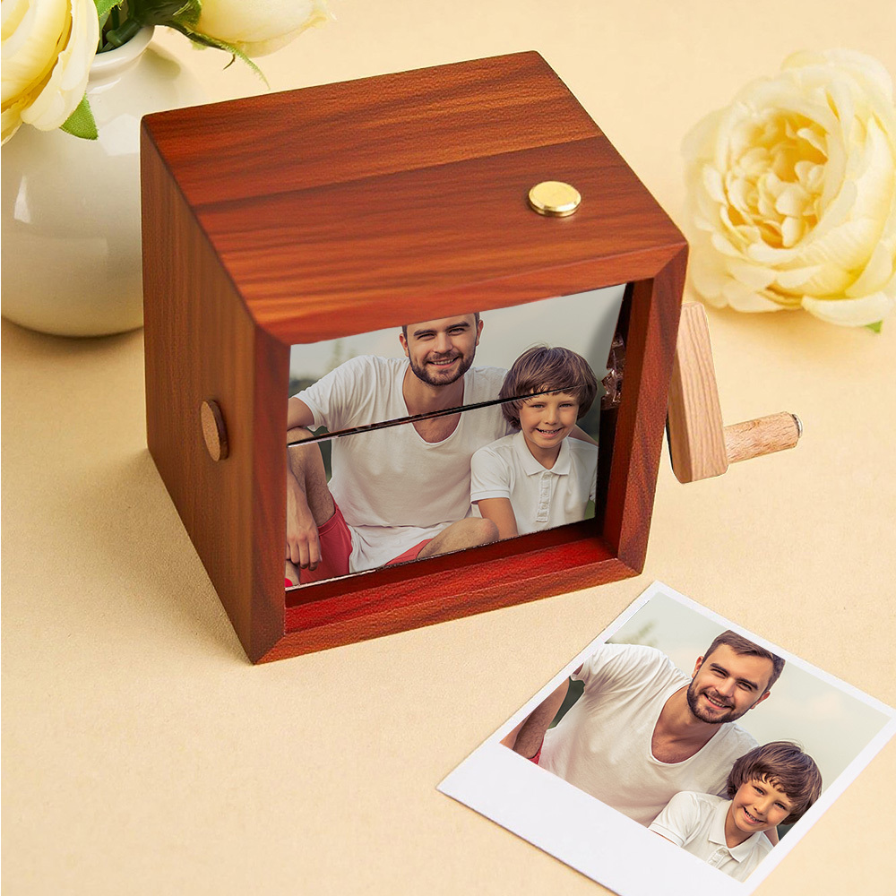 Custom To My Dad Photo Flipbook Frame Animation Machine Mechanical Hand-cranked Flipbook Box Photo Album Father's Day Gifts