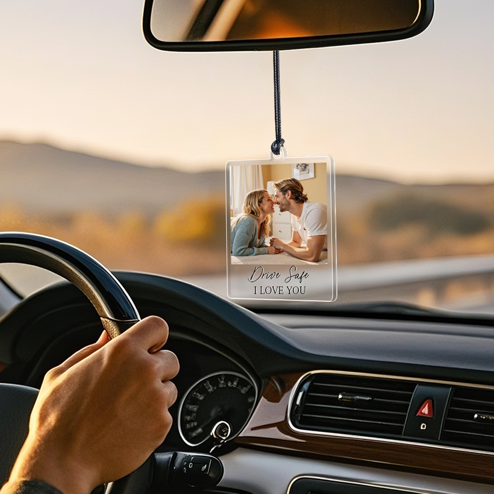 Personalized Car Ornament With Photo And Text Custom Car Gift For Family Friends Drive Safe Car Ornament Father's Day Gifts
