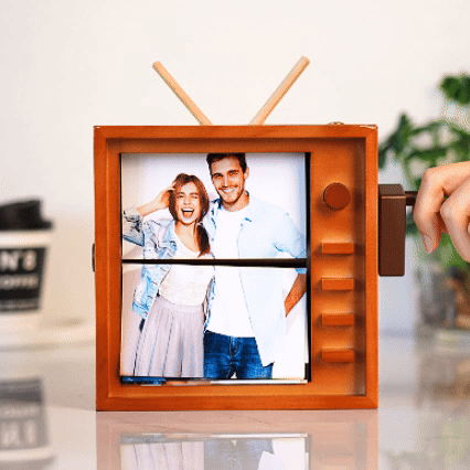 Custom Photo Flipbook Frame Vertical Television 16*16cm Large Animation Machine Mechanical Hand-cranked Flipbook Box Photo Album with Light Memorial Gift - soufeelus