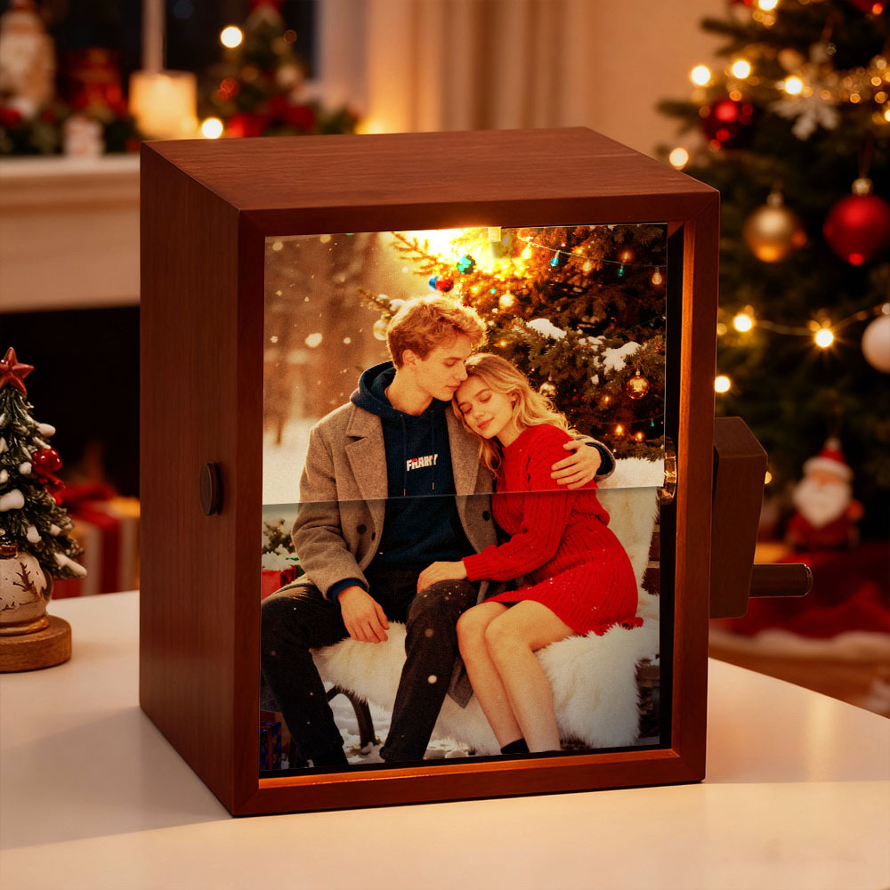 Custom Photo Flipbook Frame Vertical 13*16cm Animation Machine Mechanical Hand-cranked Flipbook Box Photo Album with Light Christmas Gifts - soufeelus