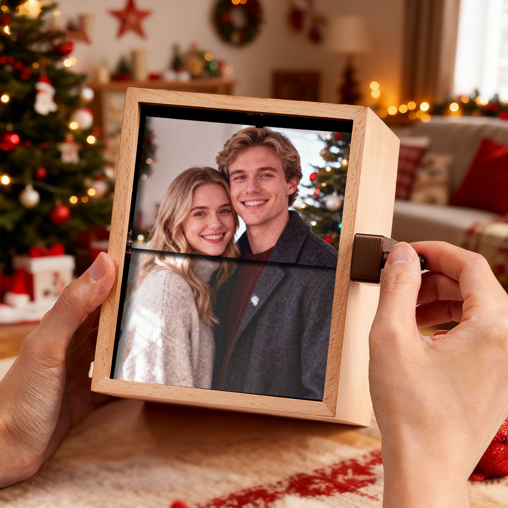 Custom Photo Flipbook Frame Vertical 13*16cm Animation Machine Mechanical Hand-cranked Flipbook Box Photo Album with Light Christmas Gifts - soufeelus