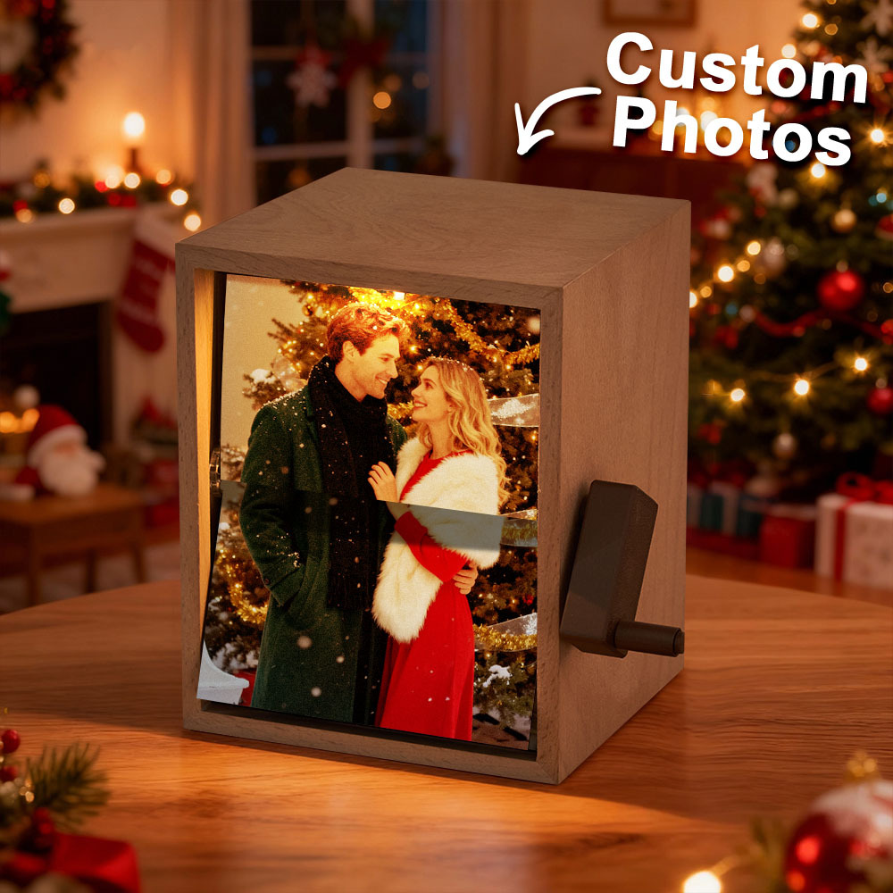 Custom Photo Flipbook Frame Vertical 13*16cm Animation Machine Mechanical Hand-cranked Flipbook Box Photo Album with Light Christmas Gifts - soufeelus
