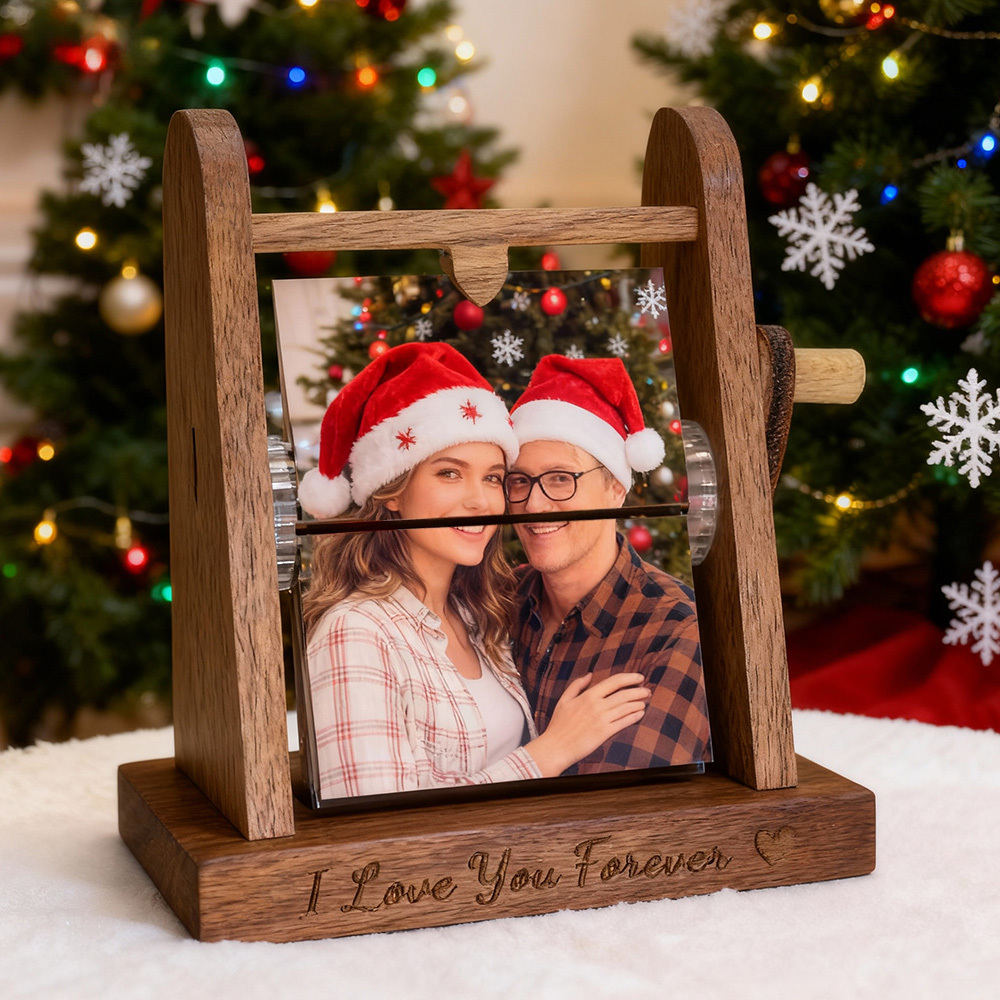 Custom 16 Photo Flipbook Frame Unique Photo Album Hand Crank Flipbook Box for Dad Mom,Dad, Wedding,Unique Anniversary,Christmas Gift