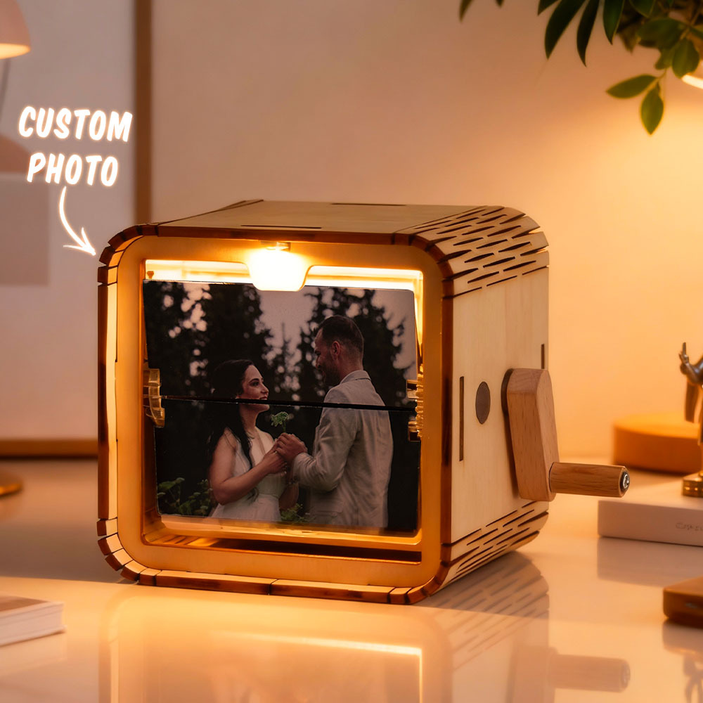 Custom 16 Photos Music Flipbook Frame Animation Machine Mechanical Hand-cranked Photo Album with Light Unique