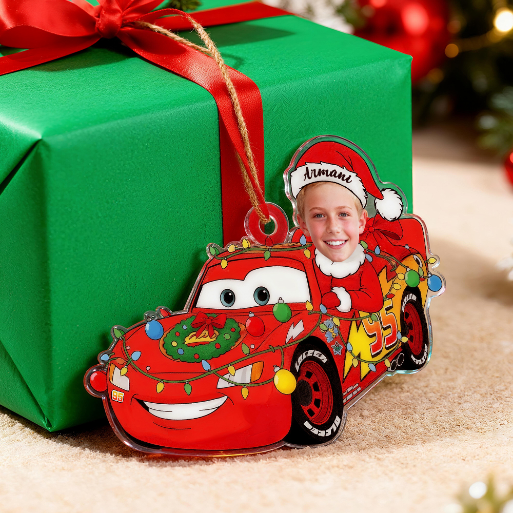 Personalized Disney Cars Acrylic Christmas Ornament for Kids,Kids Name Christmas Ornament,Custom Photo Character Lightning McQueen Tow Mater - CustWit