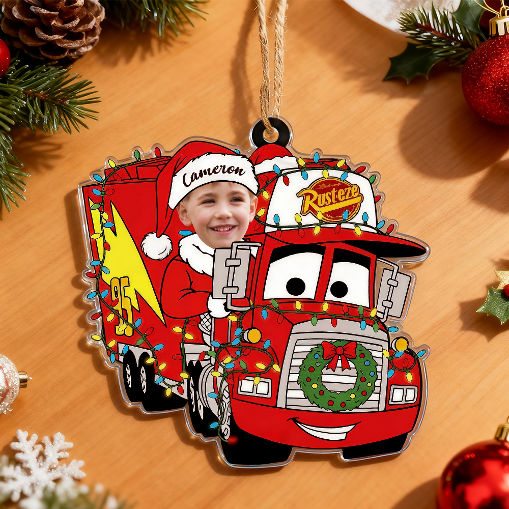 Personalized Disney Cars Acrylic Christmas Ornament for Kids,Kids Name Christmas Ornament,Custom Photo Character Lightning McQueen Tow Mater - CustWit