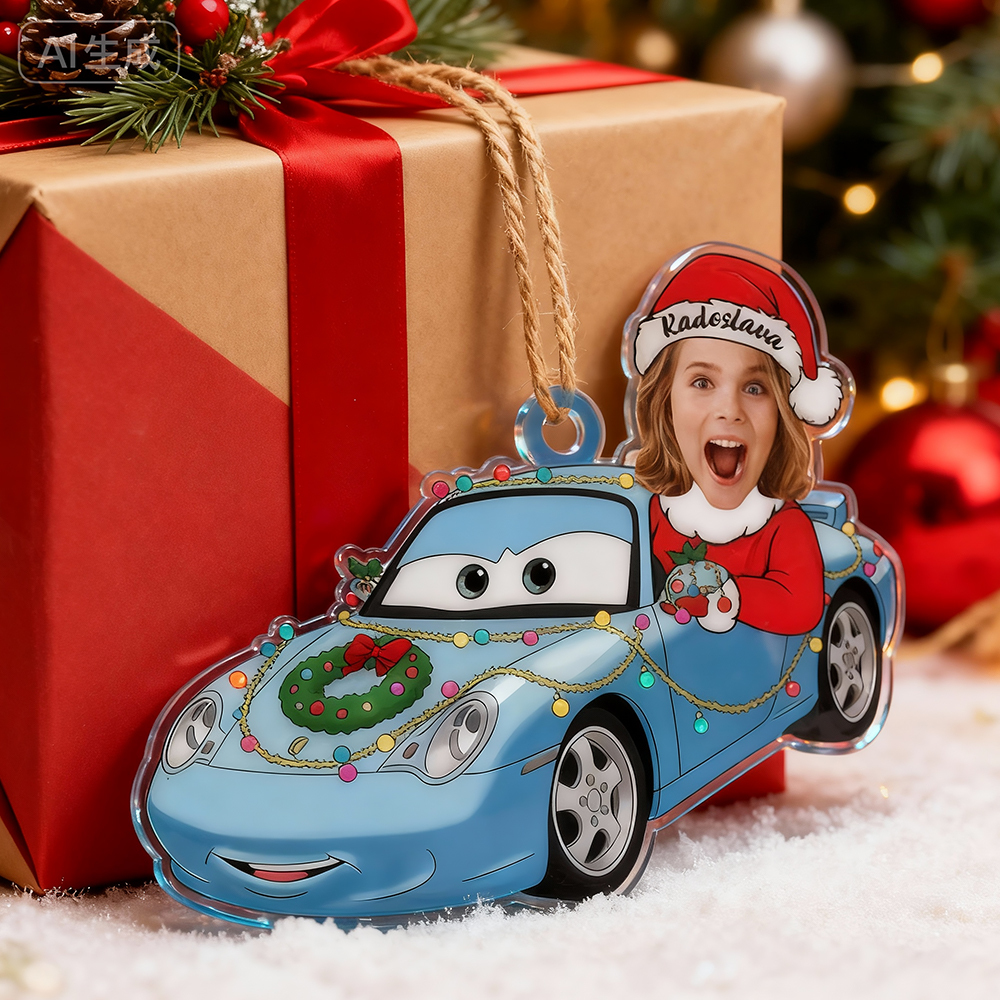 Personalized Disney Cars Acrylic Christmas Ornament for Kids,Kids Name Christmas Ornament,Custom Photo Character Lightning McQueen Tow Mater - CustWit