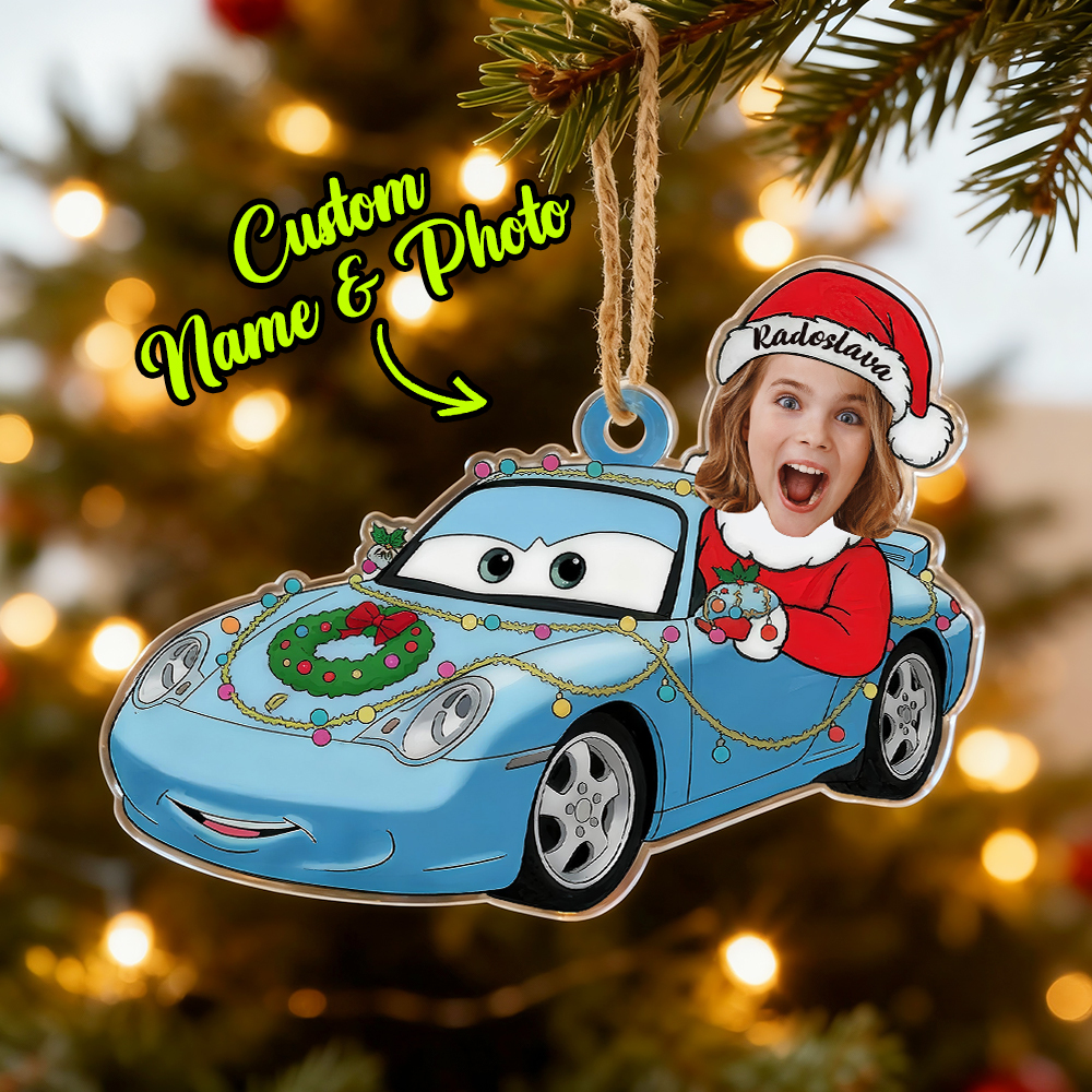 Personalized Disney Cars Acrylic Christmas Ornament for Kids,Kids Name Christmas Ornament,Custom Photo Character Lightning McQueen Tow Mater - CustWit