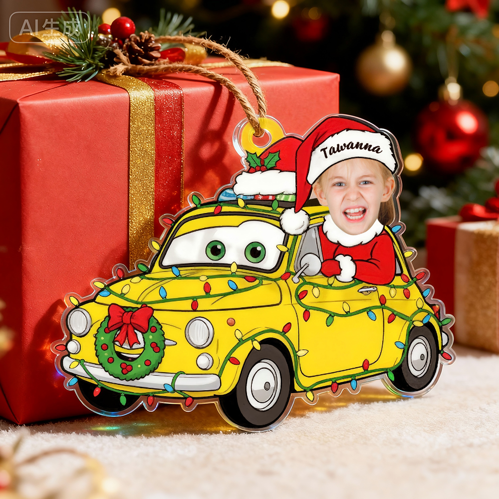 Personalized Disney Cars Acrylic Christmas Ornament for Kids,Kids Name Christmas Ornament,Custom Photo Character Lightning McQueen Tow Mater - CustWit