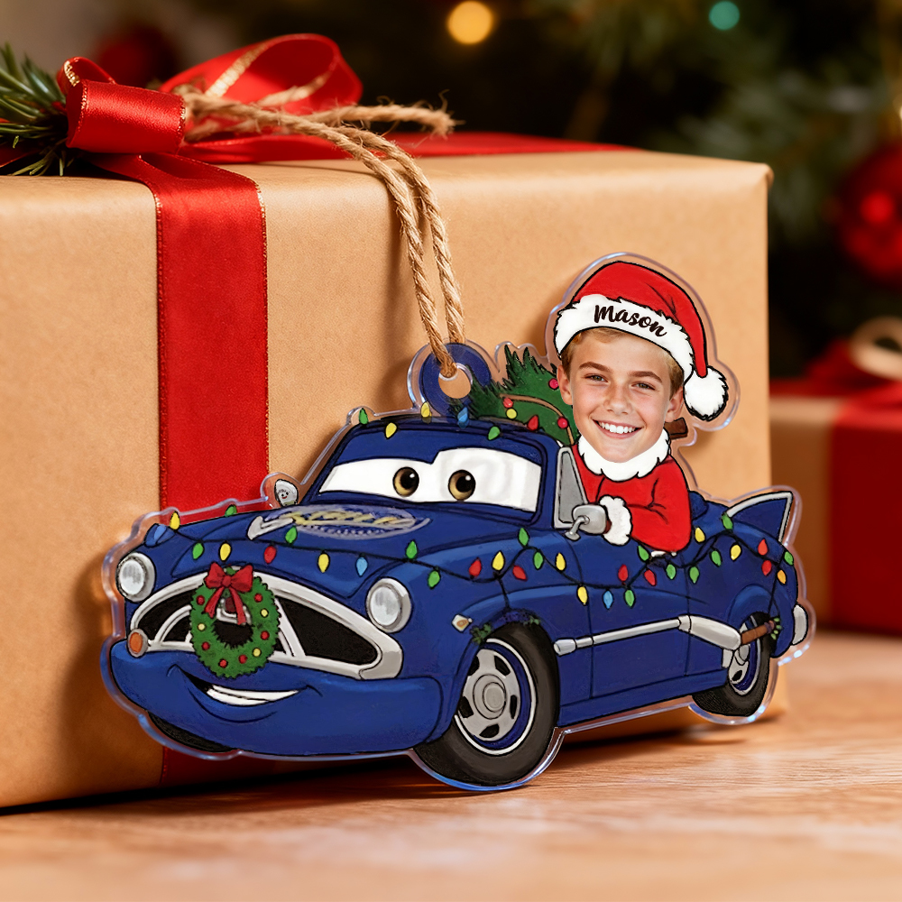 Personalized Disney Cars Acrylic Christmas Ornament for Kids,Kids Name Christmas Ornament,Custom Photo Character Lightning McQueen Tow Mater - CustWit