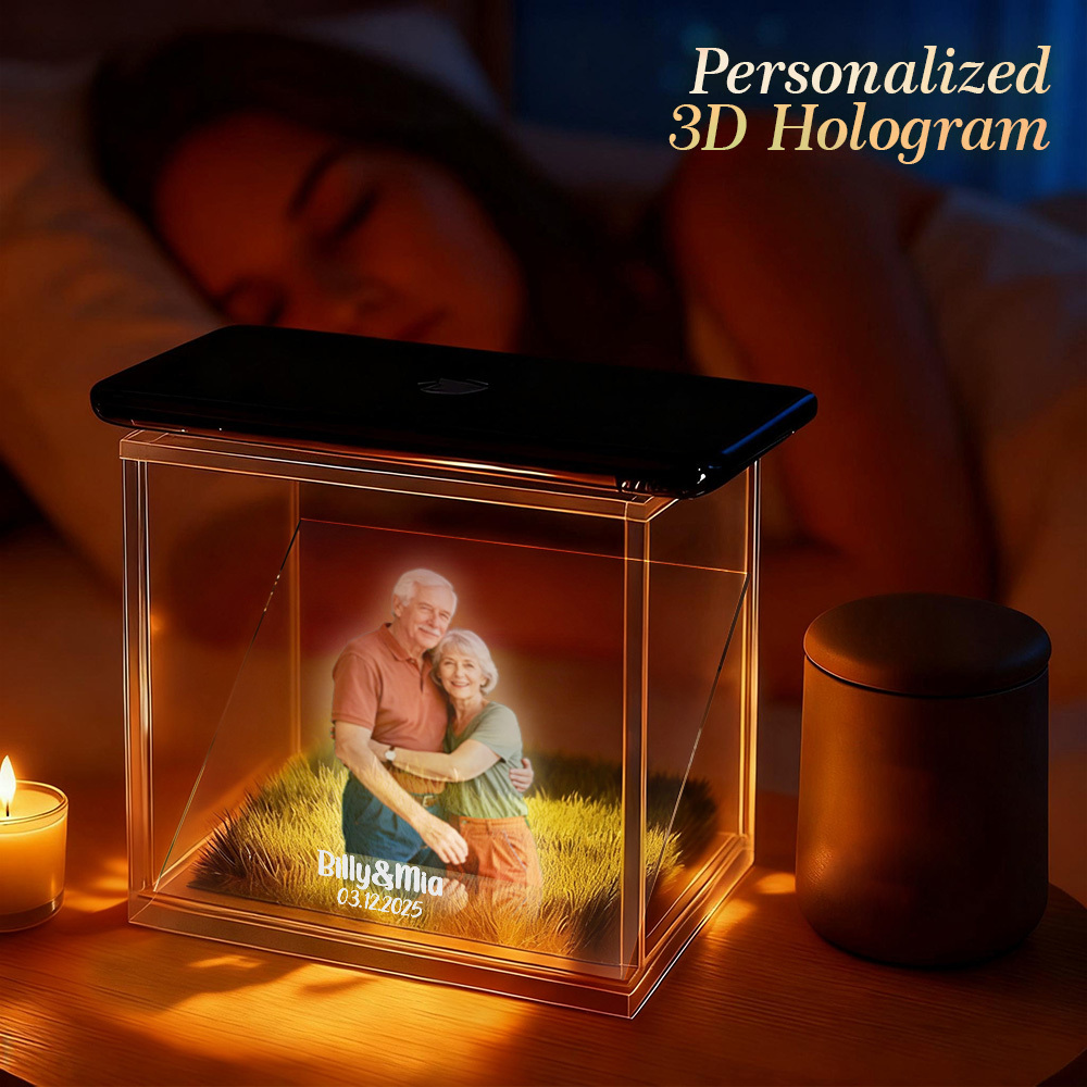 3D Holographic House Custom Photo Memorial Display Crystal-Clear Holographic Image