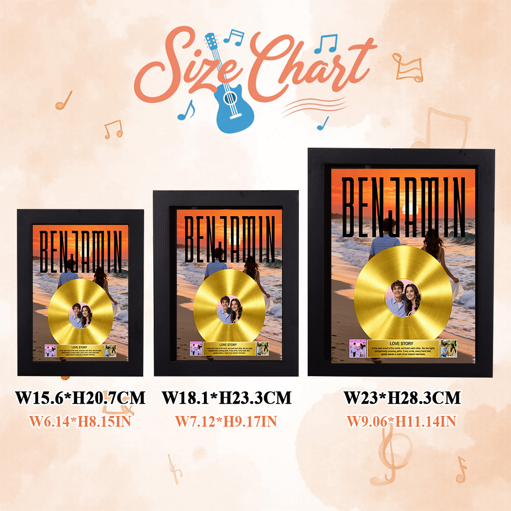 Personalized Golden Record Music Decor Anniversary Gift for Couple's On Valentine's Day - CustWit