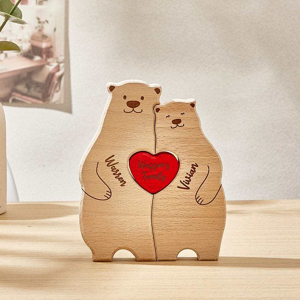 Valentine's Day Gifts Personalized Wooden Bears Custom Family Member N