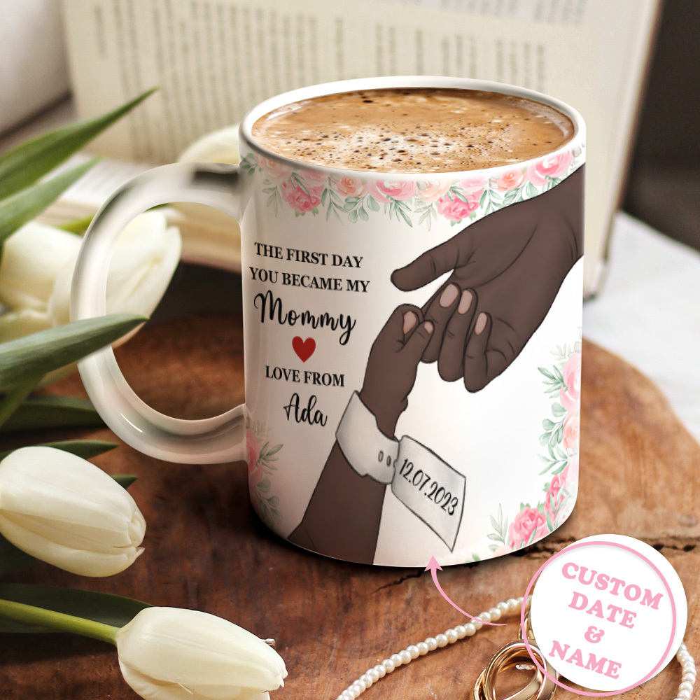 Custom Date & Name Mother's Day Hand-in-Hand Mug