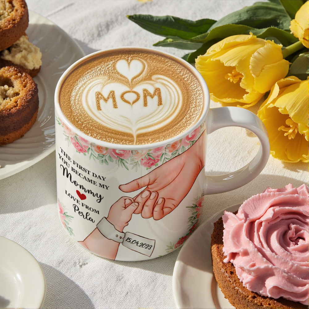 Custom Date & Name Mother's Day Hand-in-Hand Mug