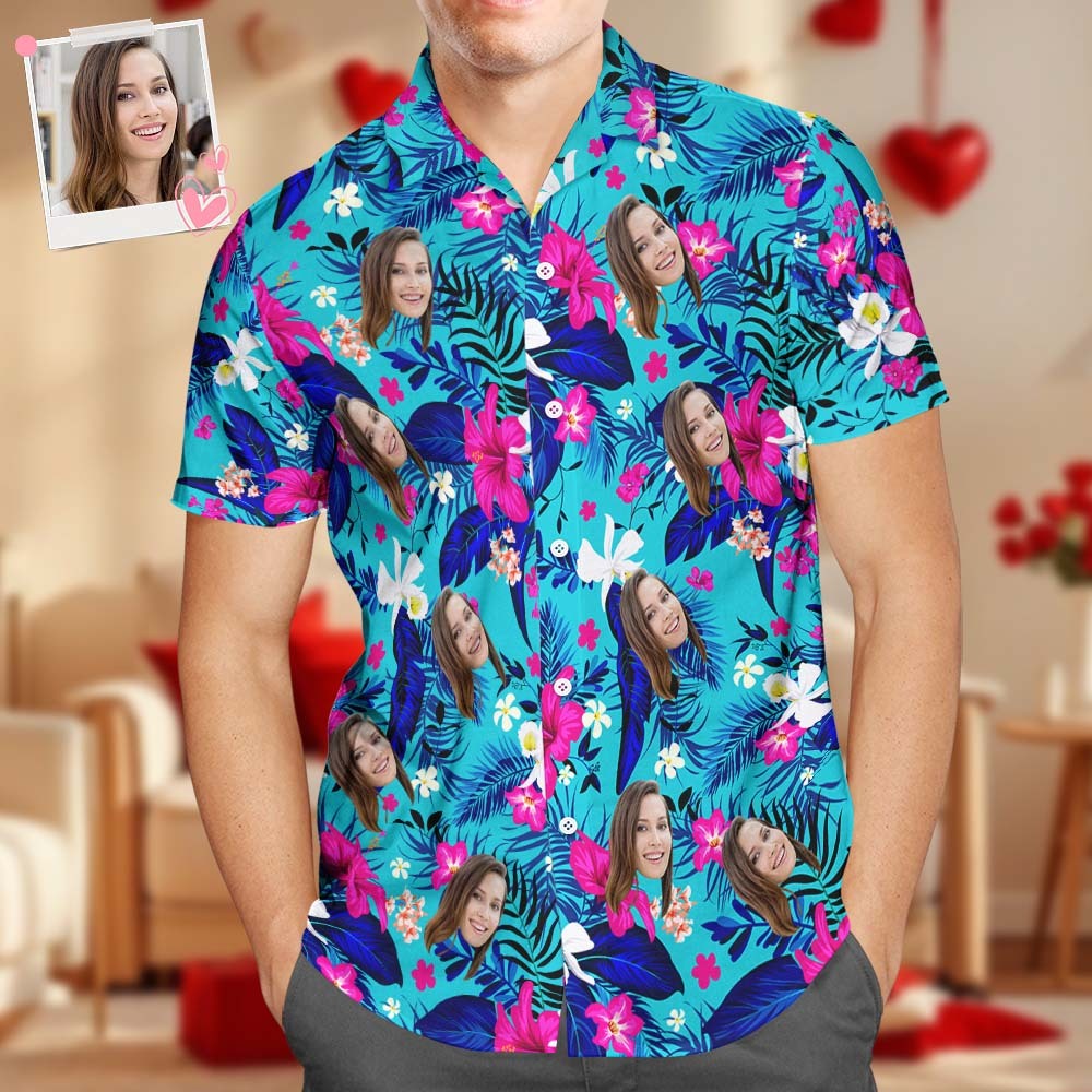 Custom Hawaiian Shirt With Face Personalized Hawaiian Shirt Logo All Over Print Hawaiian Shirt For Men