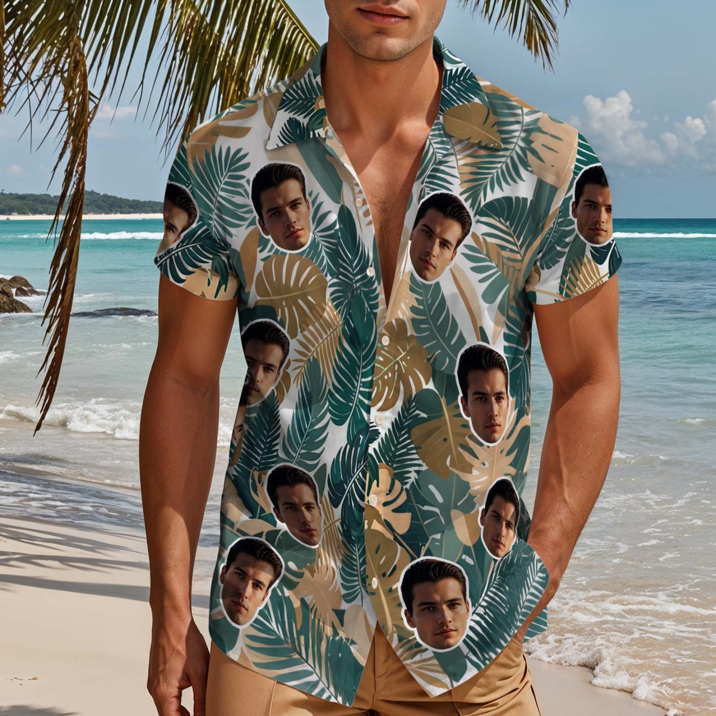 Custom Face Hawaiian Shirt Personalized Photo Hawaiian Shirt Bachelor Party Shirts Anniversary Vacation Trip Father's Day Gift