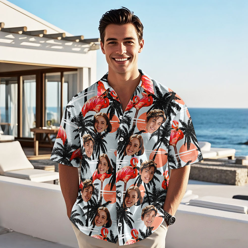 Personalized Flamingo Hawaiian Shirt Custom Face Hawaiian Shirts Father's Day
