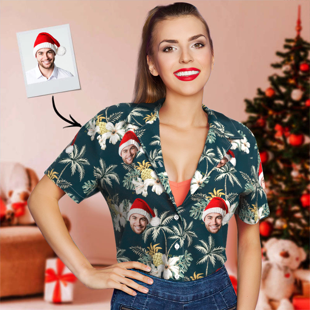 Custom Photo Funky Vintage Hawaiian Shirt Casual Button-Down Short Sleeve-For Her