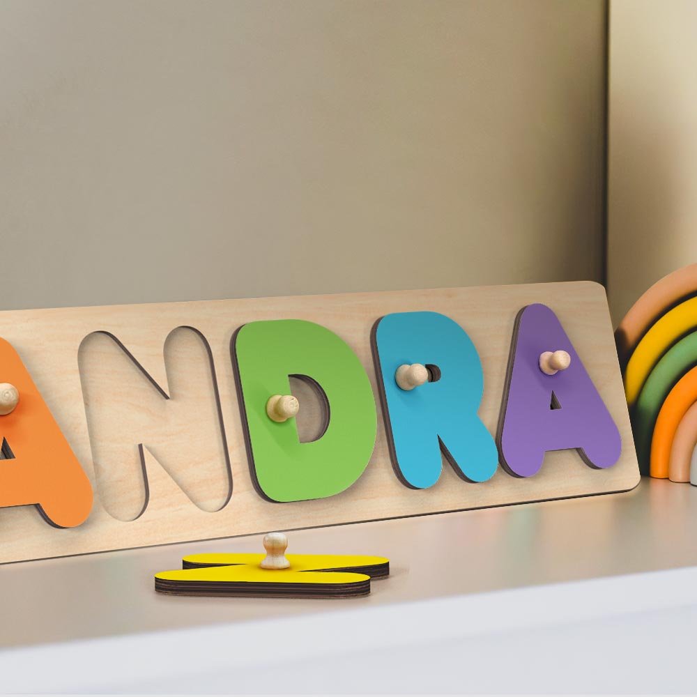 Custom Wooden Name Puzzle Toy Personalized Name Puzzle with Pegs Gift For Newbirth Baby Gift