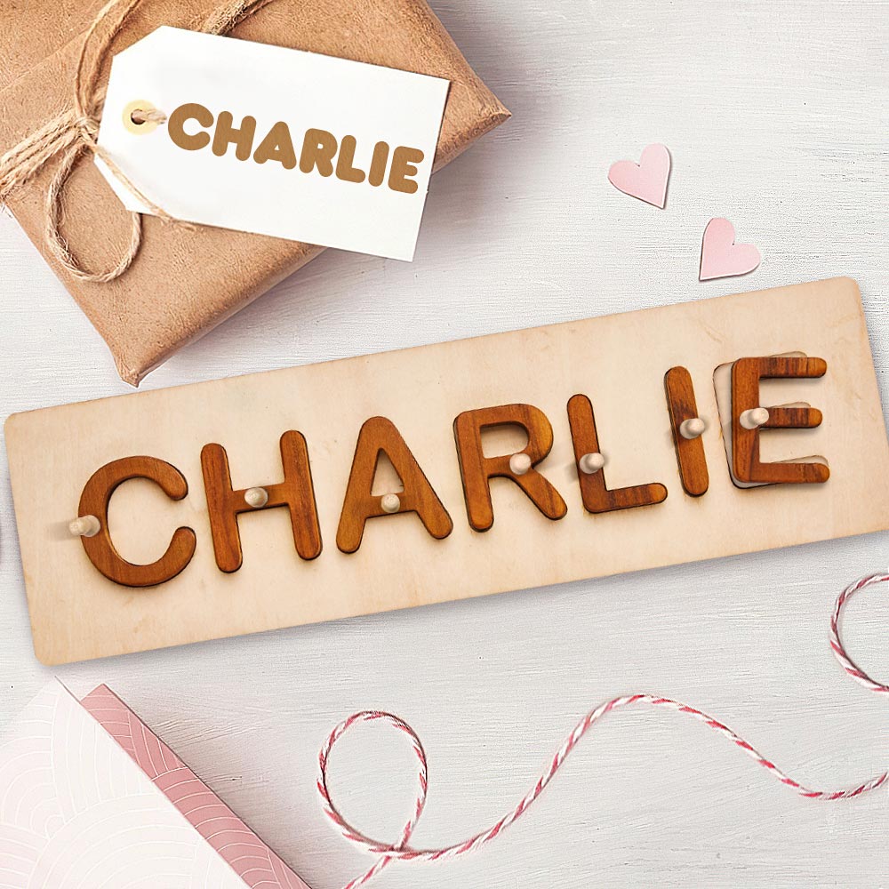 Custom Wooden Name Puzzle Toy with Pegs Personalised Name Puzzle Gift For Baby Toddler