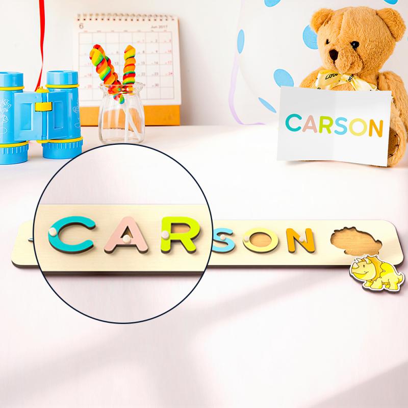 Custom Wooden Name Puzzle with Pegs Personalised Animals Puzzle Toys for Baby Gift