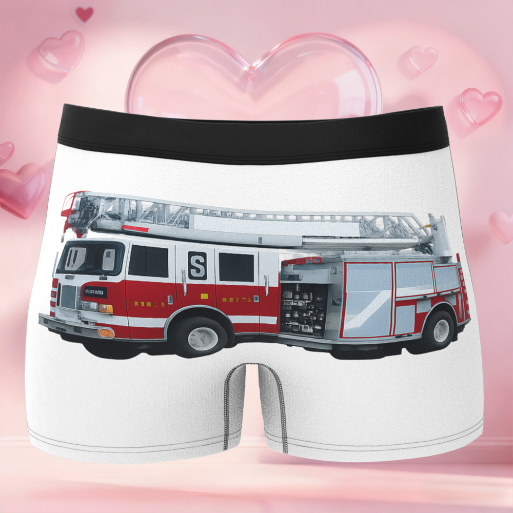 Personalized Firefighter Themed Funny Boxer Briefs Underwear with Fire Hydrant Playful Gift for Boyfriend or Husband