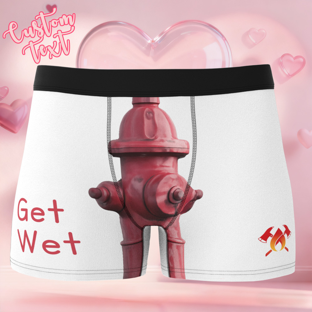 Personalized Firefighter Themed Funny Boxer Briefs Underwear with Fire Hydrant Playful Gift for Boyfriend or Husband