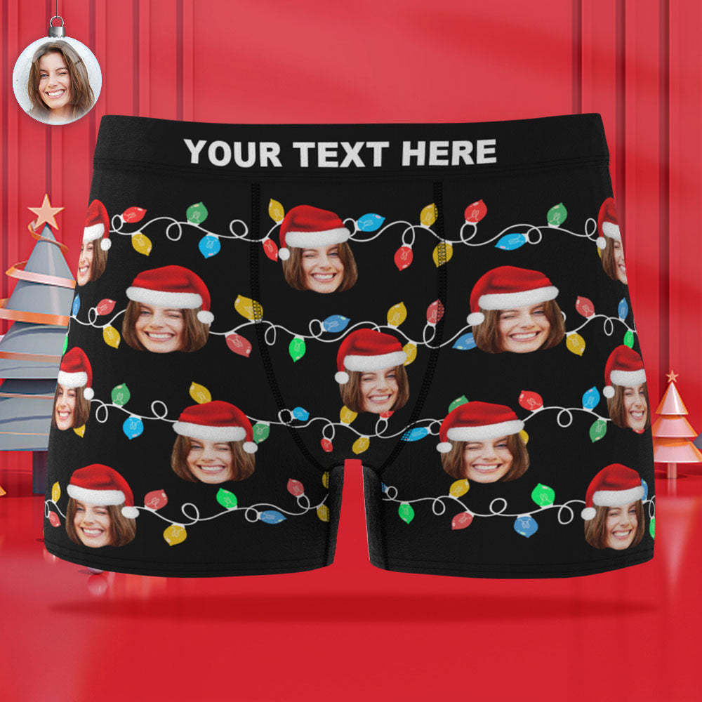 Custom Face Boxer Briefs Personalized Xmas Leds Underwear Christmas Gifts for Him - CustWitAU