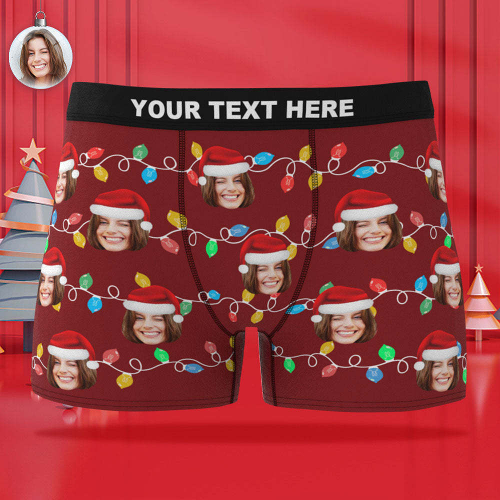 Custom Face Boxer Briefs Personalized Xmas Leds Underwear Christmas Gifts for Him - CustWitAU
