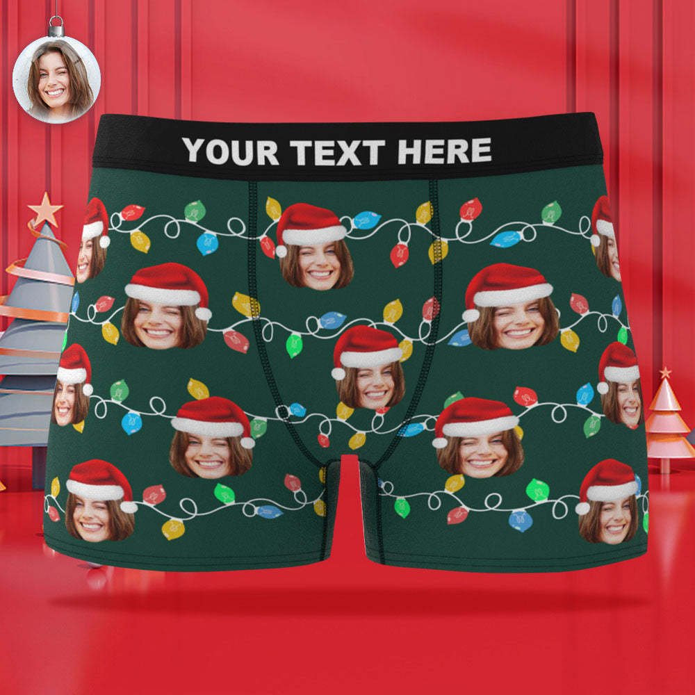 Custom Face Boxer Briefs Personalized Xmas Leds Underwear Christmas Gifts for Him - CustWitAU