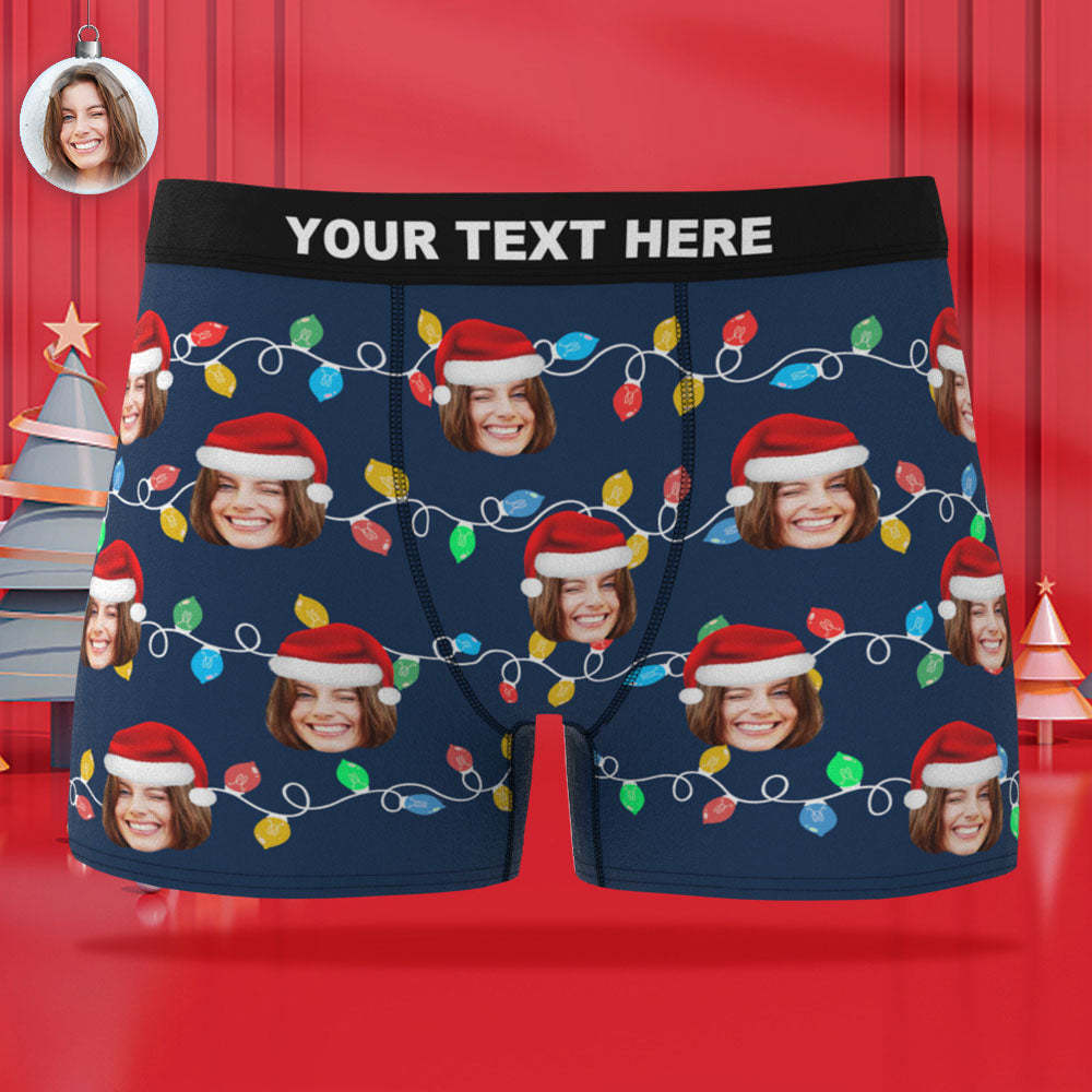 Custom Face Boxer Briefs Personalized Xmas Leds Underwear Christmas Gifts for Him - CustWitAU
