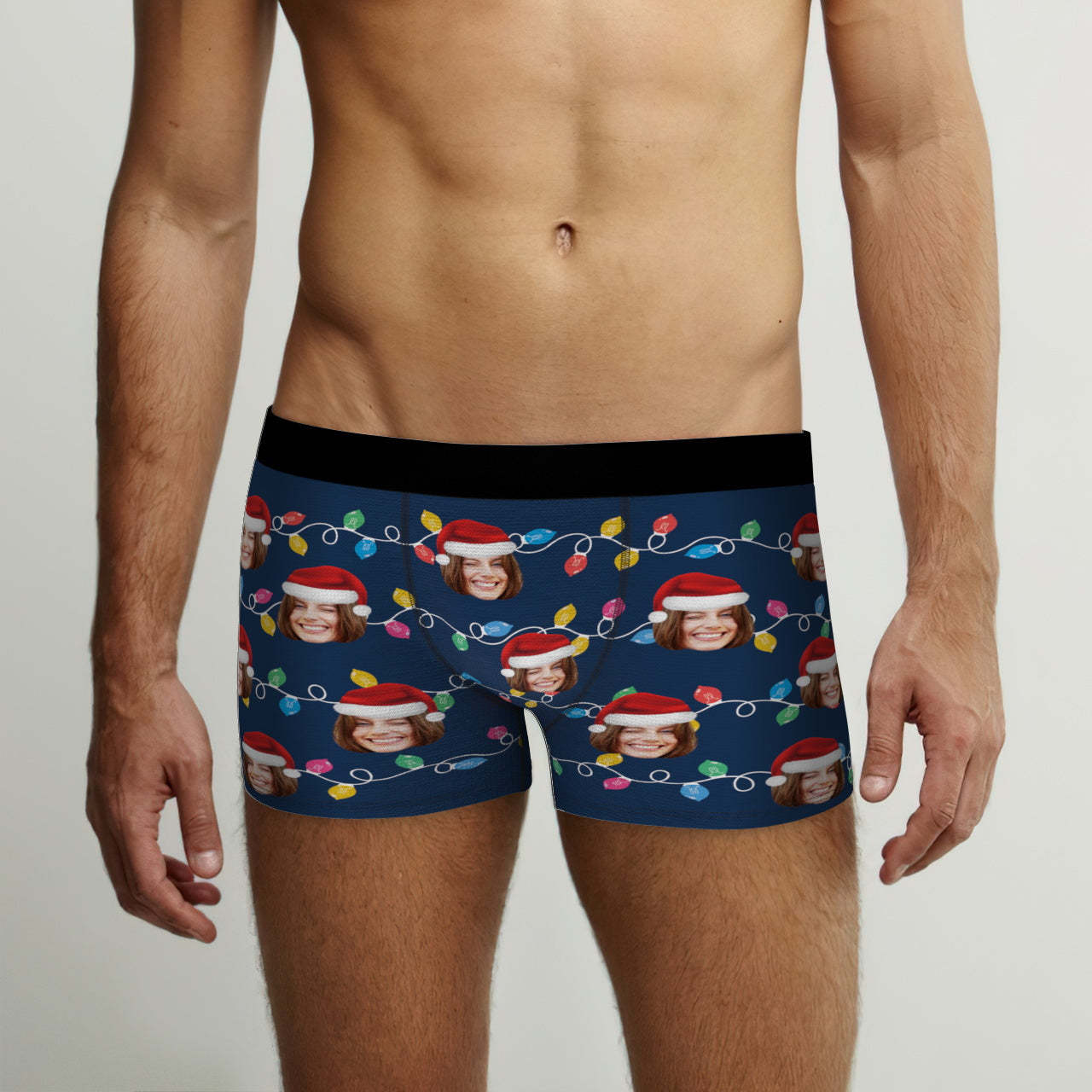 Custom Face Boxer Briefs Personalized Xmas Leds Underwear Christmas Gifts for Him - CustWitAU