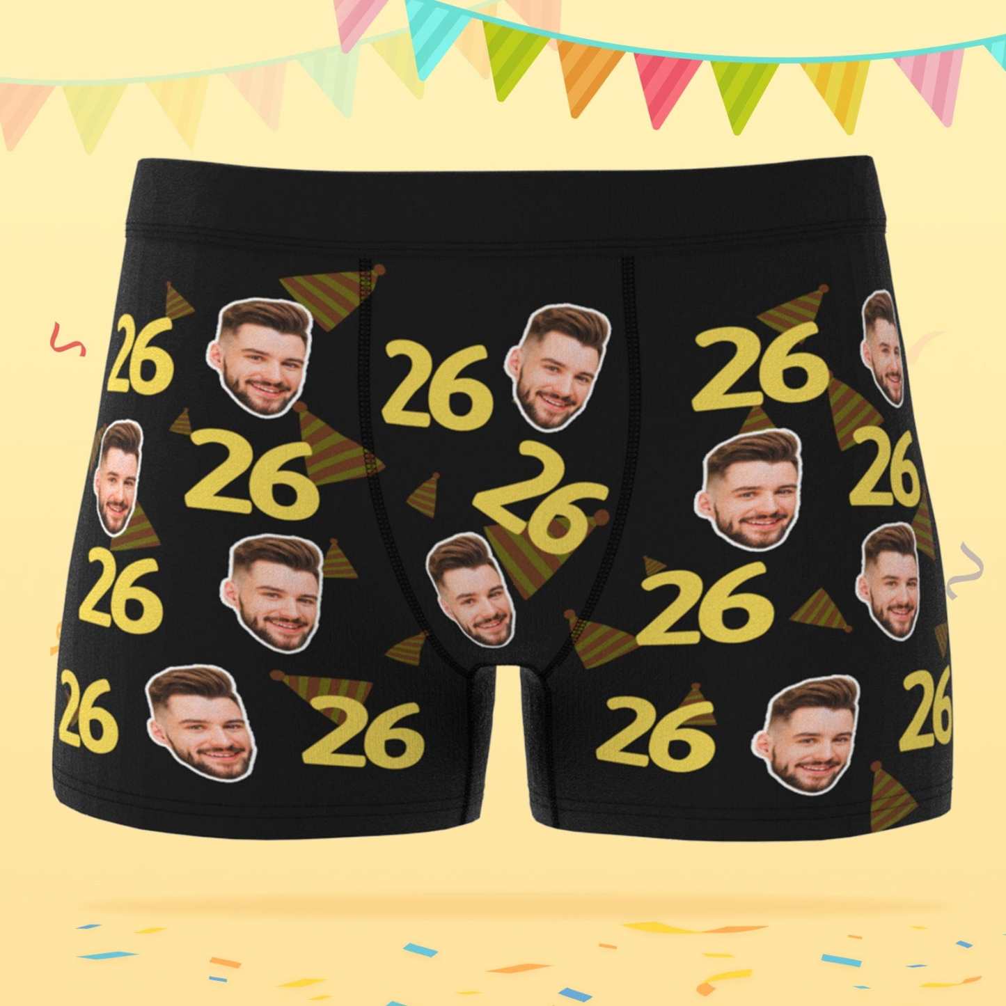 Birthday Gift Personalized Face Boxer Shorts with Age Crazy Gift For Him
