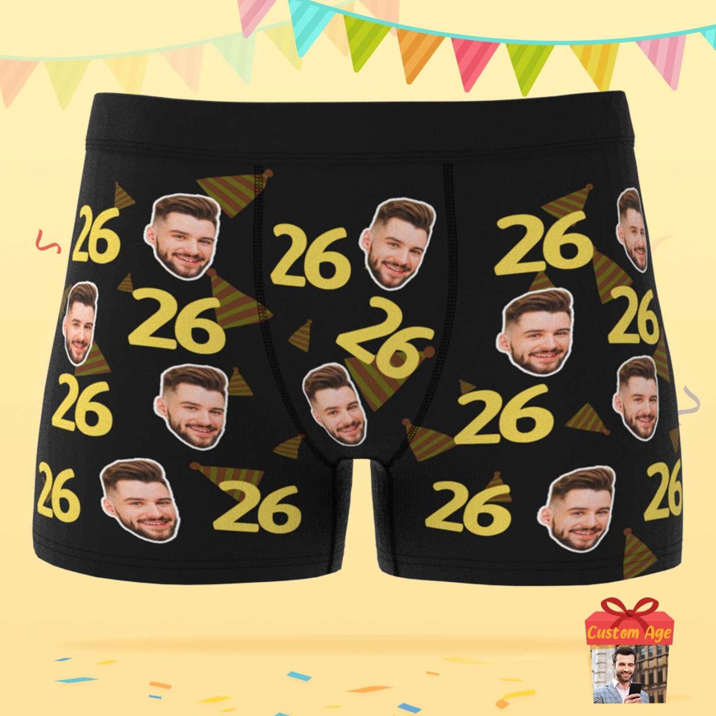 Birthday Gift Personalized Face Boxer Shorts with Age Crazy Gift For Him