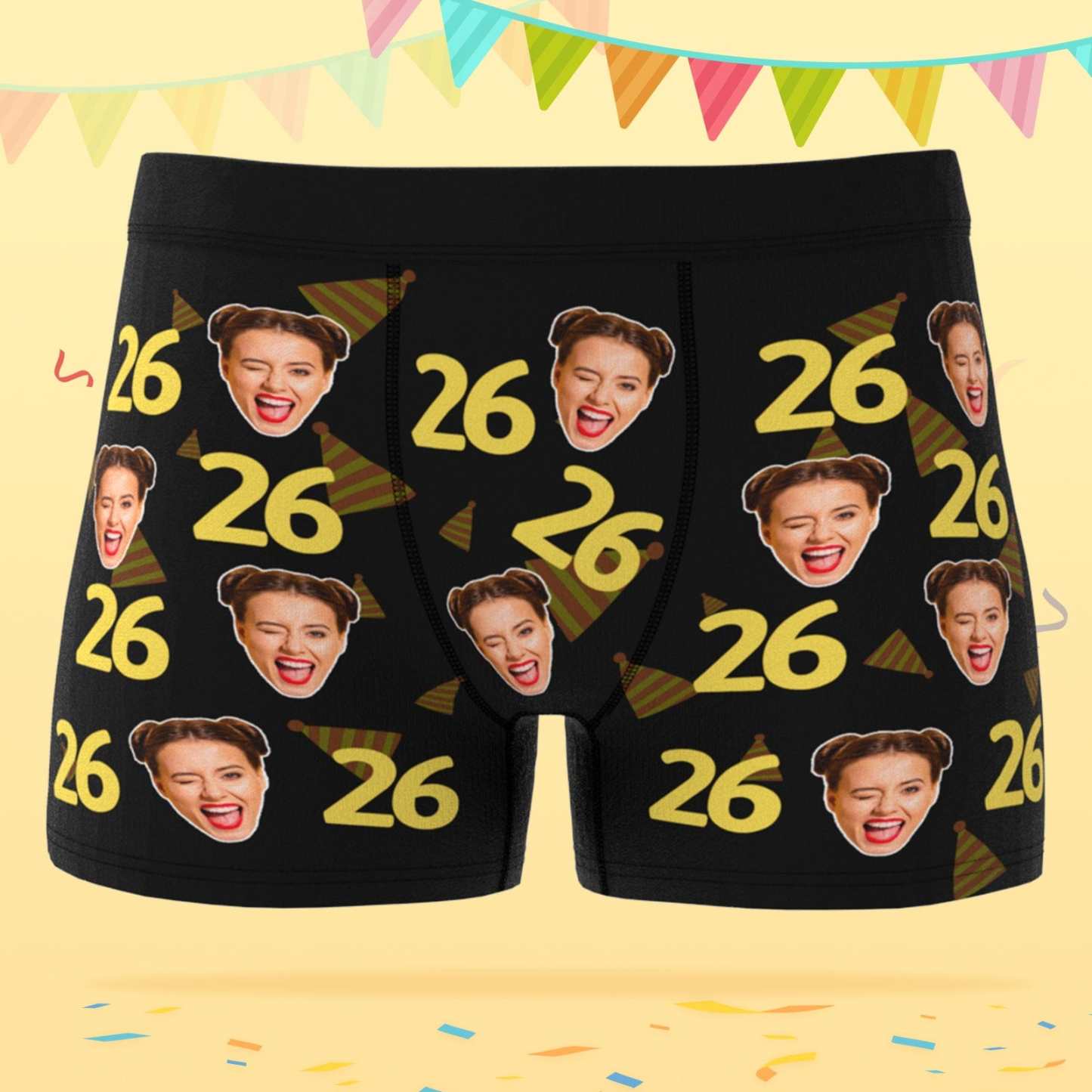 Birthday Gift Personalized Face Boxer Shorts with Age Crazy Gift For Him