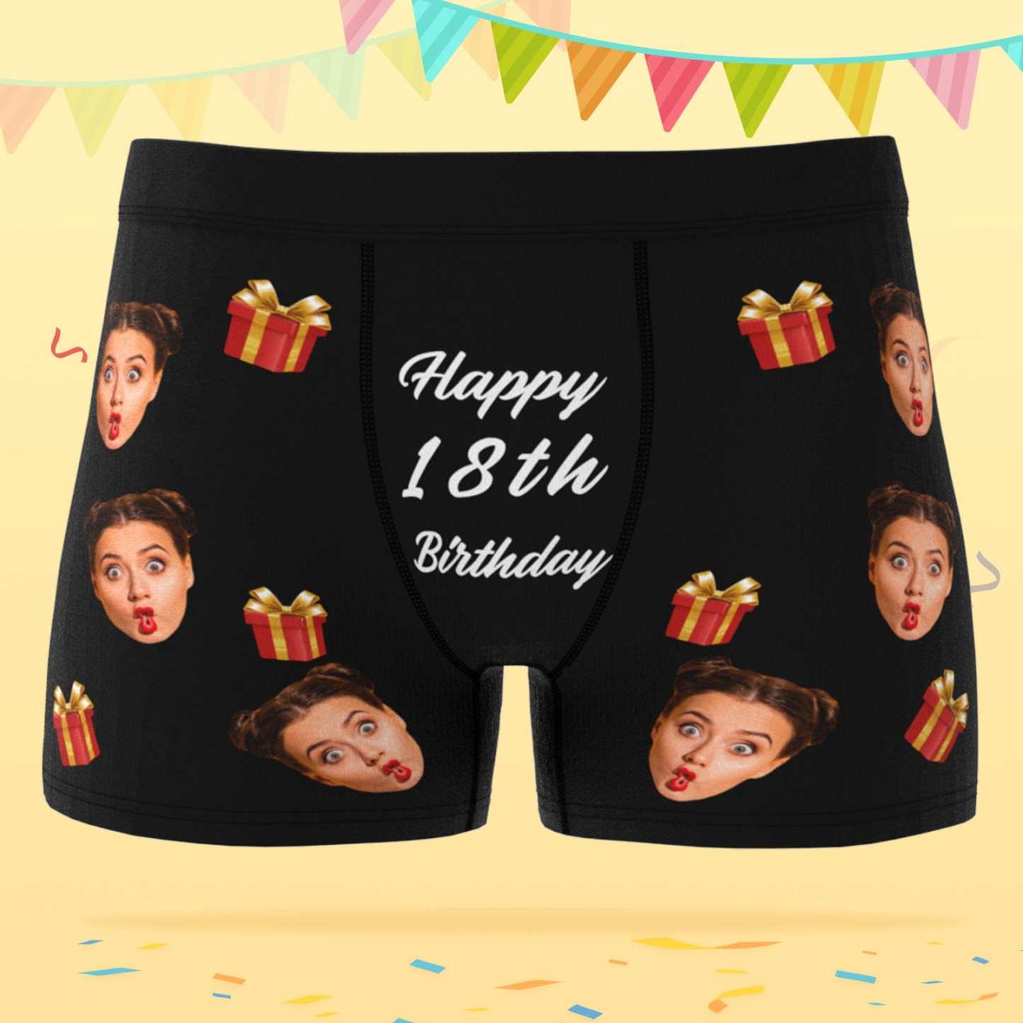 Custom Face Boxer Shorts with Age Birthday Gift for Boyfriend