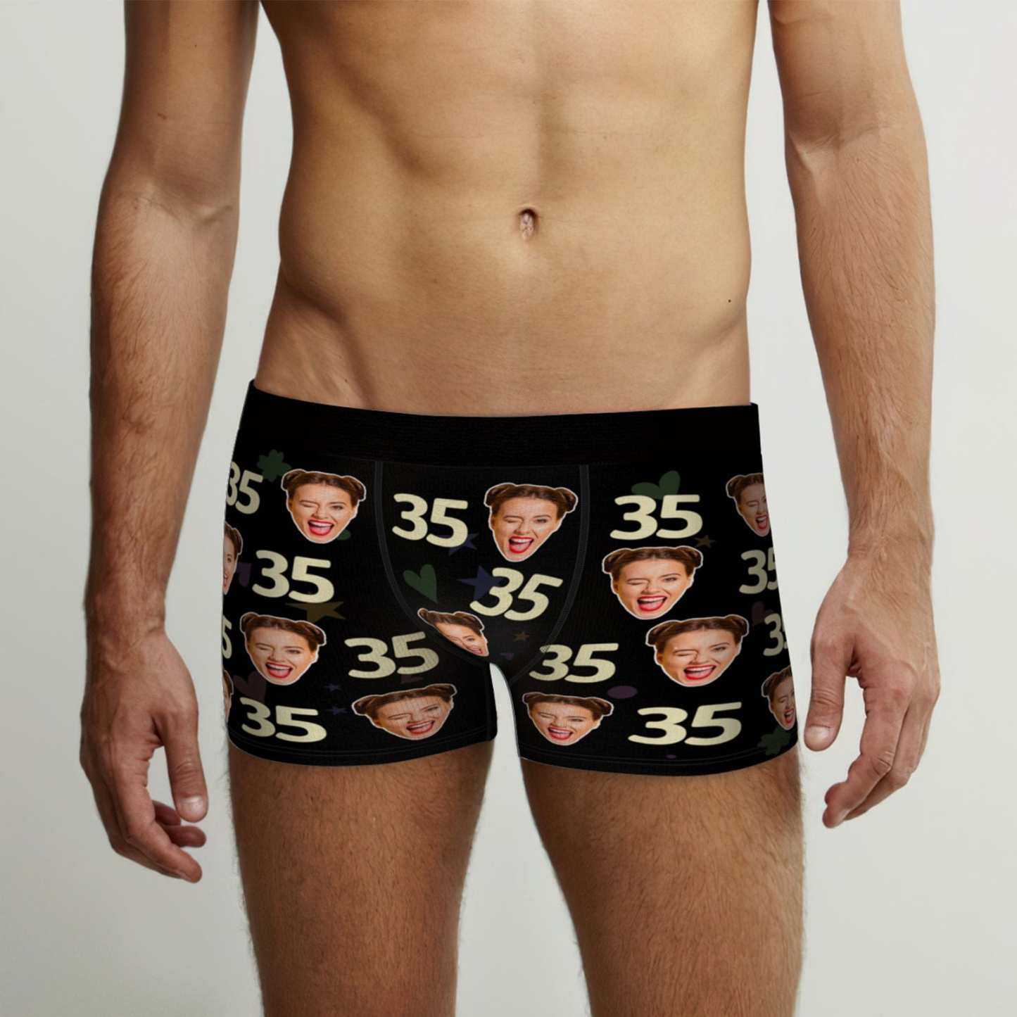 Custom Face Boxer Shorts with Age Personalized Boxer Birthday Gift for Husband