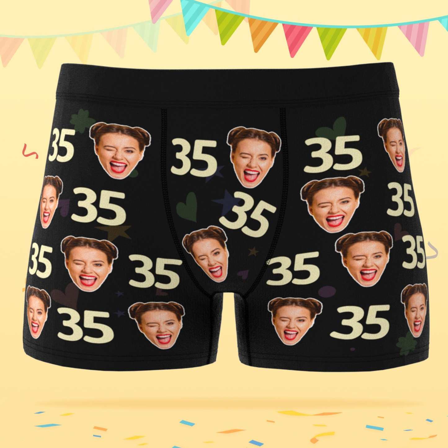 Custom Face Boxer Shorts with Age Personalized Boxer Birthday Gift for Husband