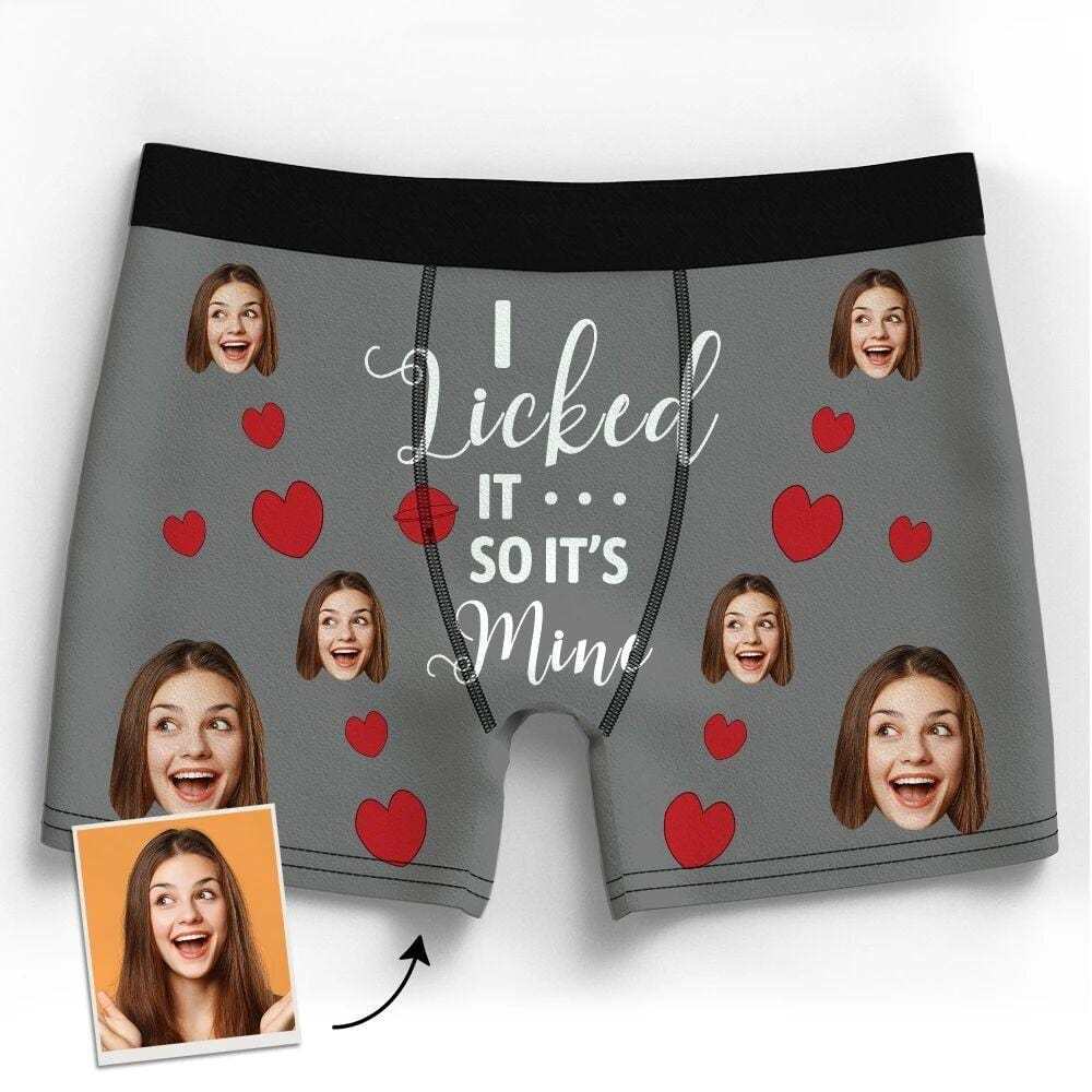 Men's Customized I Licked It So Its Mine Boxers Boxer Personalised Photo Boxer