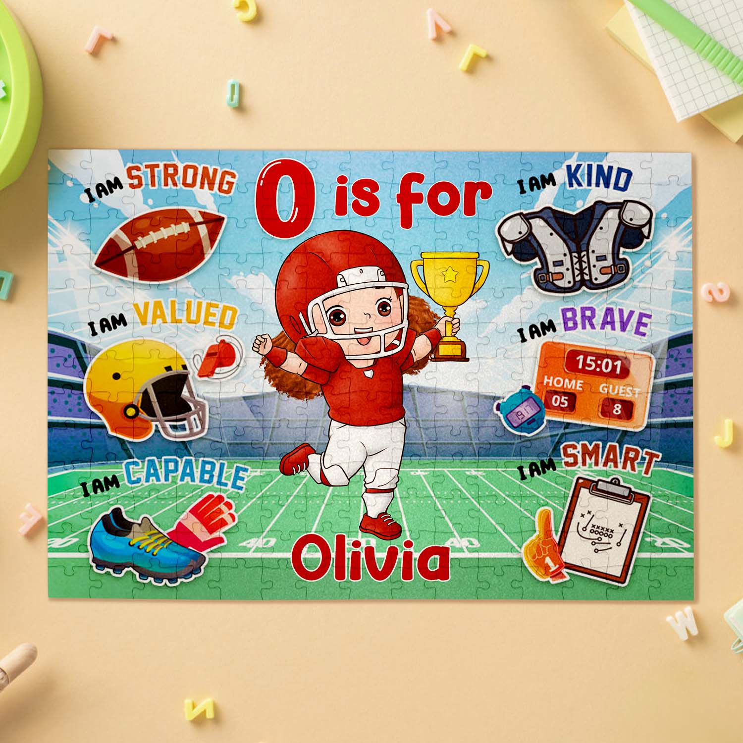 Personalized Cartoon Kids Puzzle Custom Photo & Name Fun Gift for Sports Kids - CustWit