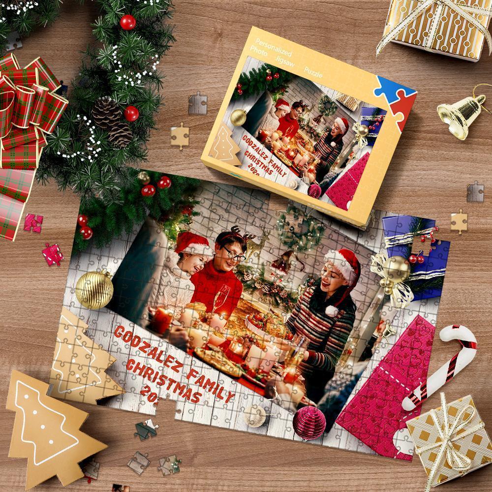 Custom Your Family Christmas Photo Jigsaw Puzzle 35, 150, 300, 500, 1000 Piece - Get Photo Blanket
