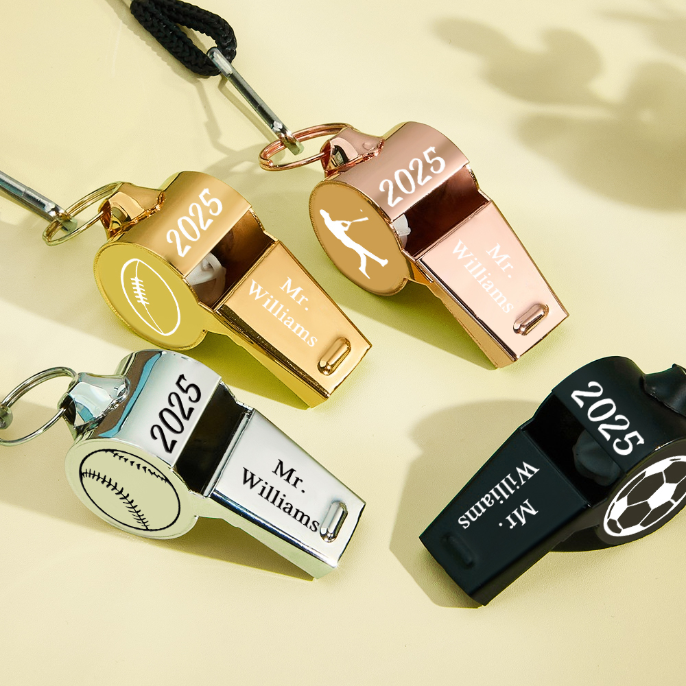 Personalised Whistle with Engraving, Custom Sport Gift for Football Basketball Volleyball Soccer Baseball Coach, Teacher Appreciation Gift