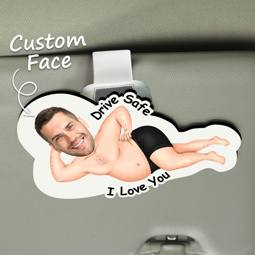 Personalized Photo Wooden Car Visor Clip Drive Safe I Love You - Funny Valentines Day Gifts For Husband, Wife - CustWit