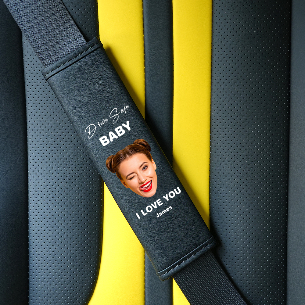 Drive Safe Gift For Dad Custom Seat Belt Shoulder Pads Personalized Fathers Day Gift For Dad - MyPhotoBoxer