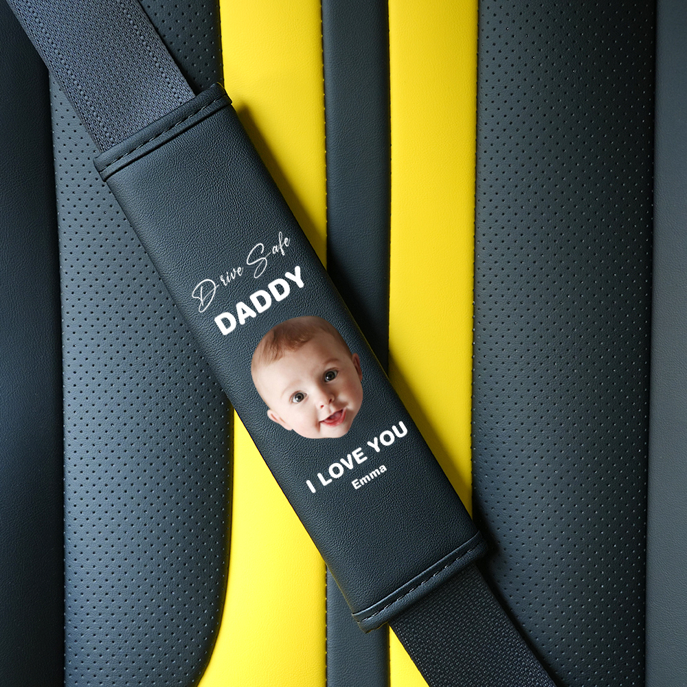 Drive Safe Gift For Dad Custom Seat Belt Shoulder Pads Personalized Fathers Day Gift For Dad - MyPhotoBoxer