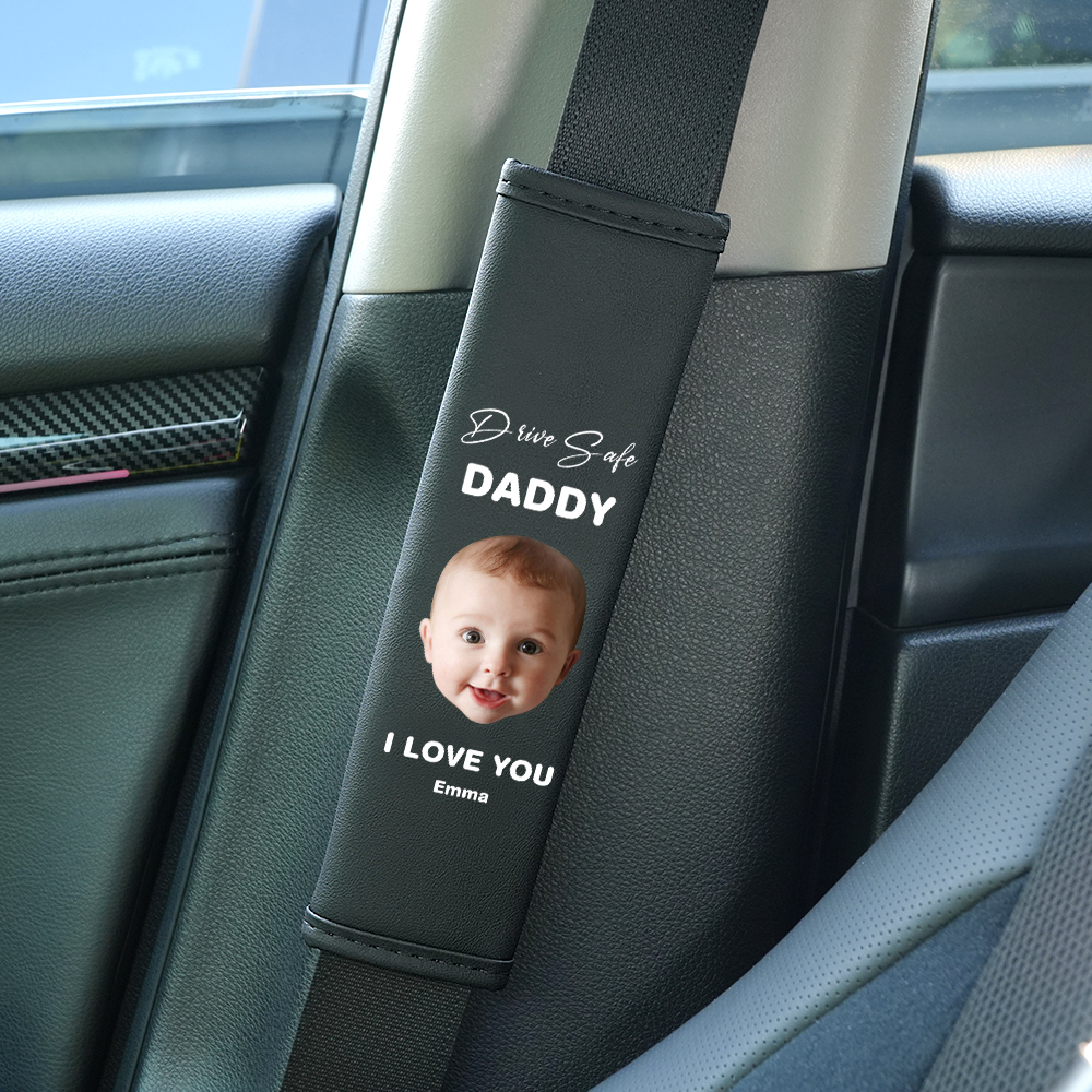 Drive Safe Gift For Dad Custom Seat Belt Shoulder Pads Personalized Fathers Day Gift For Dad - MyPhotoBoxer