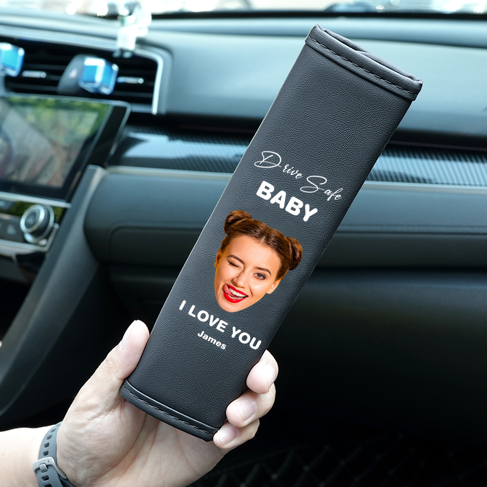 Drive Safe Gift For Dad Custom Seat Belt Shoulder Pads Personalized Fathers Day Gift For Dad - MyPhotoBoxer